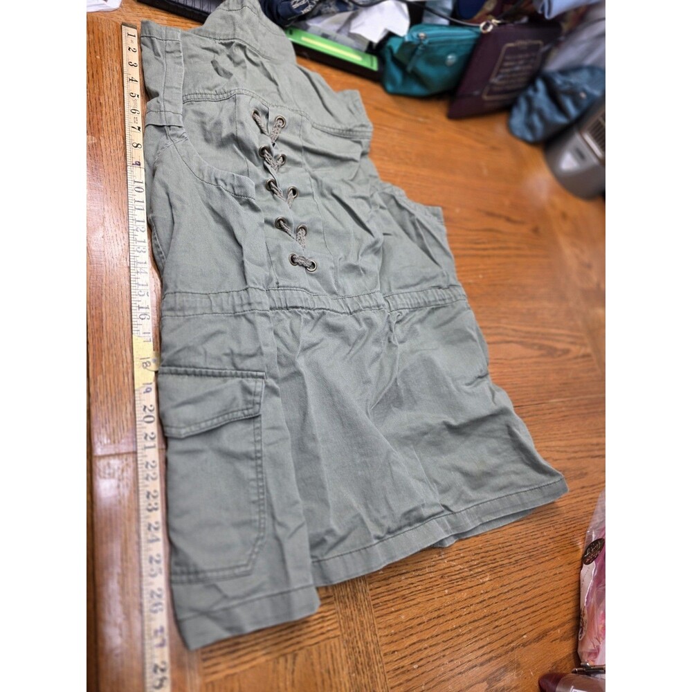 Maurices Plus Size XXL Green 100% Cotton Vest Button Down Sinch Waist - Picture 5 of 7